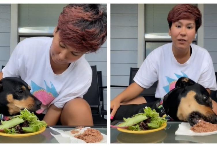 Mujer y perro en TikTok