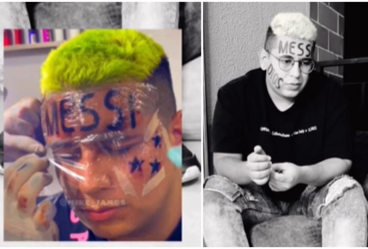 Tatuaje de Messi en la cara