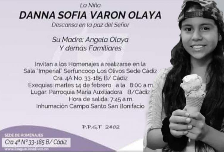 Sepelio Danna Sofía