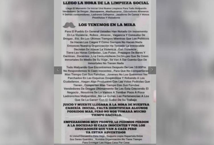 Reaparecieron panfletos amenazantes en el corregimiento de San Bernardo