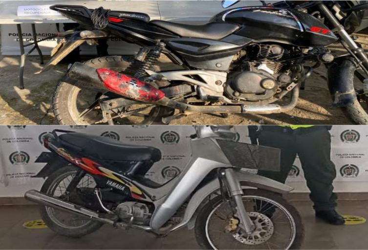 Policía recuperó dos motocicletas que habían sido hurtadas en hechos aislados en el Guamo y Ortega
