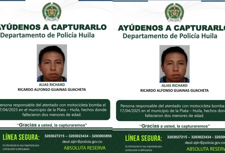 Identifican a alias “Richard”, como el presunto autor material de la motobomba en La Plata, Huila.