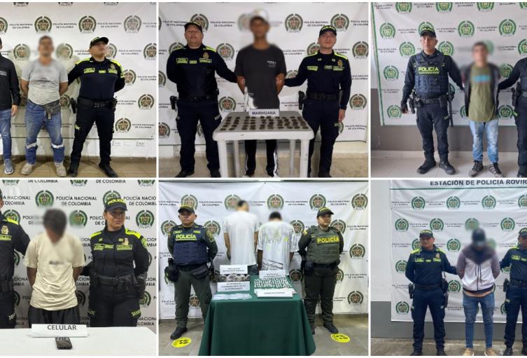 Operativo simultáneo deja ocho capturados por homicidio, hurto y drogas en el Tolima