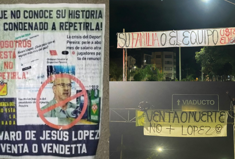 Panfletos en contra del presidente del Deportivo Pereira