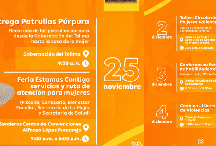 Tolima inicia los 16 días de activismo con una amplia agenda por los derechos de las mujeres