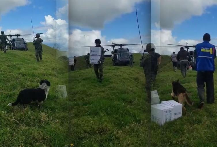 Familias aisladas en el cerro Pitayó reciben apoyo aéreo tras la emergencia