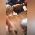 niña sorprende a su gato