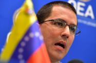 Jorge Arreaza, canciller venezolano, en la sede de la OEA en Washington