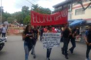 Marcha estudiantes Universidad del Tolima. Ilustración. 