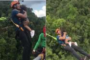 Irresponsable padre hizo jumping con hija sin ponerle equipo de seguridad
