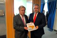 Presidente Iván Duque con el secretario general de la ONU, Antonio Guterres