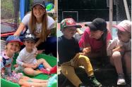 Laura Acuña y sus dos hijos, Helena y Nicolás 