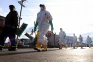 Así fue el proceso de desinfección de Corabastos en Bogotá en medio de la amenaza del coronavirus.