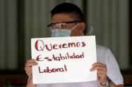 Protestas de trabajadores médicos y enfermeros en medio de coronavirus en Colombia