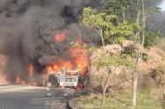 incendio vehícular en Norte de Santander 