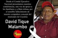 Al Concejal David Tique Malambo le hicieron dos pruebas Covid-19, saliendo la primera positiva y la segunda negativa