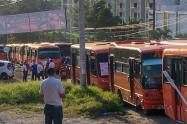 Marcha de buseteros en Ibagué