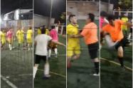 Tremenda golpiza a un juez por no pitar una falta en una cancha sintética de Ibagué