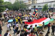 Agentes de paz acompañaron la protesta social de este 28 de abril en Neiva