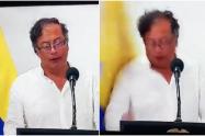  A Gustavo Petro le cayó una bandera en la cabeza en pleno discurso