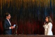 Presidente, Gustavo Petro posesionando a Sandra Urrutia, Ministra de las TIC.