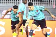 Falcao y James en un entrenamiento de la Selección Colombia