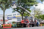 Instalación del alumbrado navideño por INFIbagué