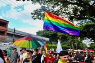 Colectivos LGBTIQ+ desfilando por la carrera Quinta en Ibagué