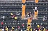 Pelea de hinchas dañó sillas en estadio de España