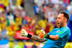 David Ospina celebra la clasificación de Colombia a octavos de final del Mundial de Rusia