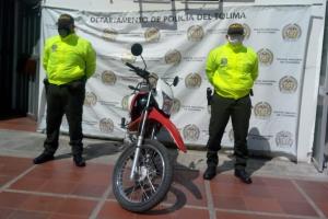 Recuperaron en Rovira moto robada en Ibagué