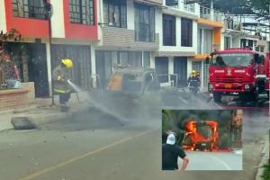 Se incendió vehículo repartidor de comestibles en Santa Ana