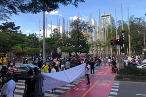 Protesta de comerciantes en el Centro de Medellín.