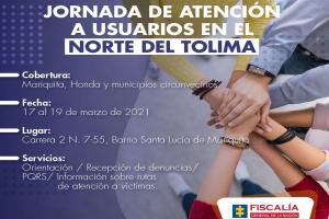 Fiscalía realizará primera jornada de atención a usuarios en Mariquita -Tolima