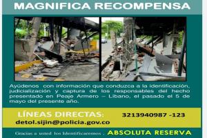 Recompensa para quien brinde información sobre los vándalos que quemaron el peaje del Líbano