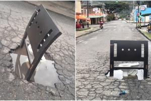 Hueco en la calle 25 con carrera Primera de Ibagué 