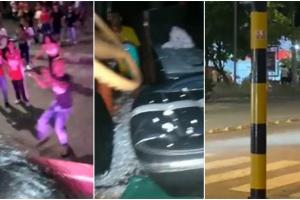 Vándalos juveniles atacaron con piedras y palos dos chivas rumberas en El Espinal