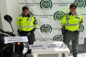 Autoridades incautaron moto, pistola con proveedor y munición en el norte del Tolima
