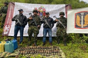 Hallan caleta con material explosivo perteneciente a la columna Móvil Dagoberto Ramos en el sur del Tolima