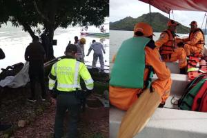 Recuperación de cuerpos en la represa de Prado.