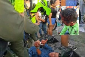 ¡Qué garrotazo! Tremendo ‘palazo’ en la cabeza le pegaron a funcionario de Espacio Público en Ibagué