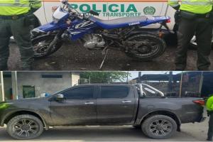 Autoridades del Tolima recuperaron camioneta y motocicleta robados en Bogotá y Chicoral