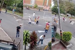 En video: Hinchas del Tolima se tiraron piedras y sacaron machete cerca del Estadio Murillo Toro