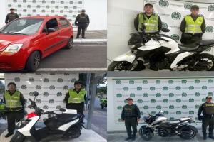 Recuperan en Ibagué un automóvil y tres motocicletas hurtadas en el país