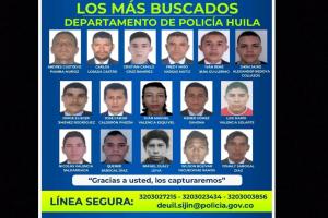 Presenta cartel de los hombres más buscados en el Huila
