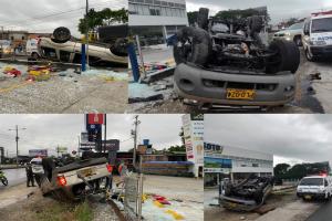 Presunto borracho produjo volcamiento de su vehículo cerca de la glorieta de Mirolindo