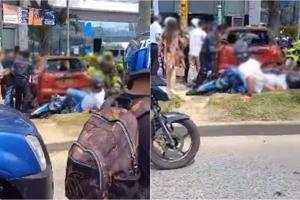 Tres heridos dejó la colisión de un particular contra una motocicleta frente a Sanitas