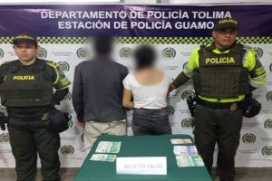 Cayó pareja que se movilizaba con varios millones de pesos falsos por vías del Guamo
