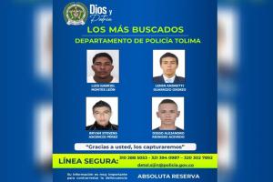 Fue presentado el cartel de los más buscados en el norte del Tolima