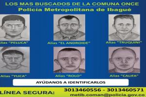¡Se buscan! Son seis los delincuentes más buscados en la comuna 11 de Ibagué